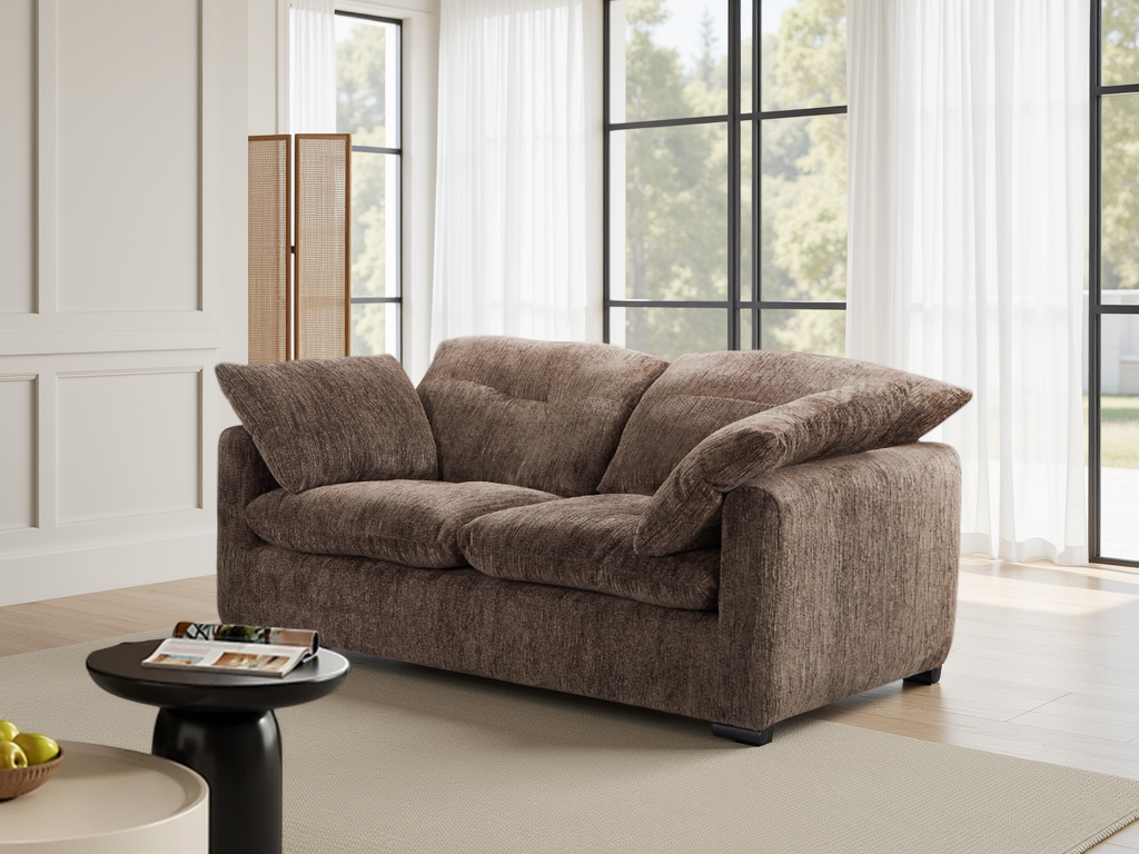 Stylish Quetta Brown Two-Seater Sofa: Compact Comfort for Modern Living Spaces