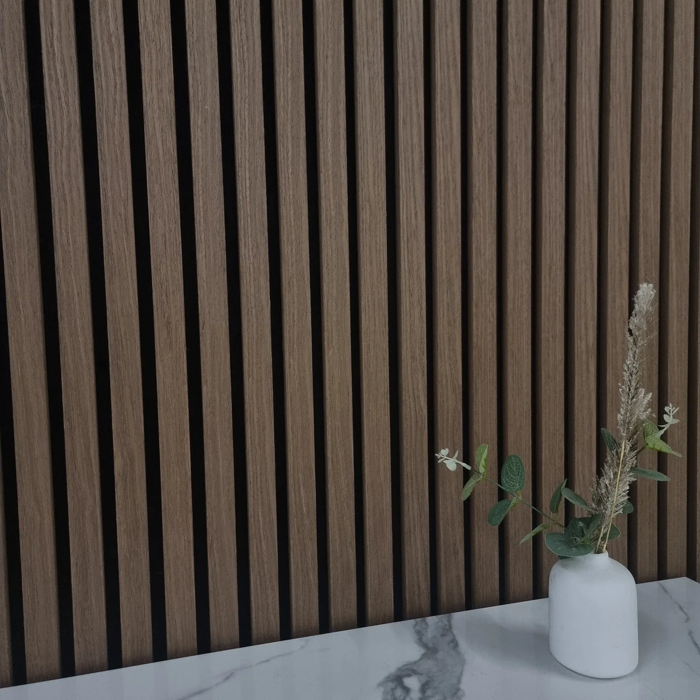 Acoustic Slatted Wall Panels 240 x 60cm - Walnut ( Dark Oak )