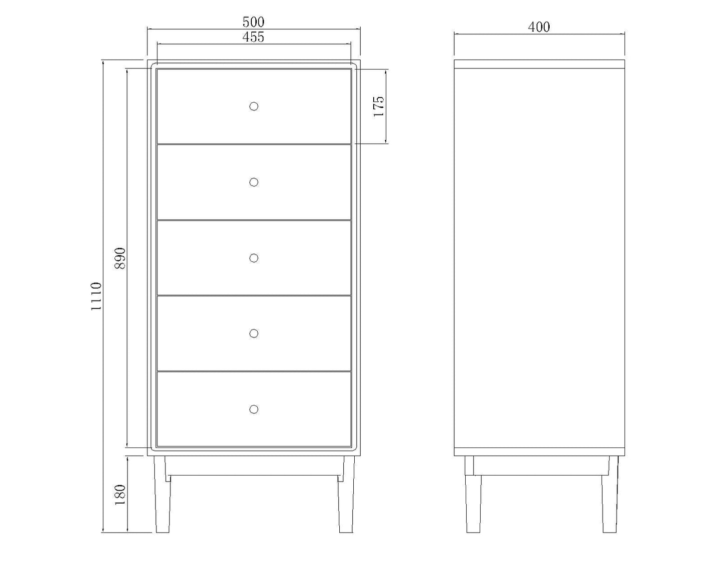 Wright Oak Tallboy Chest of 5 Drawers