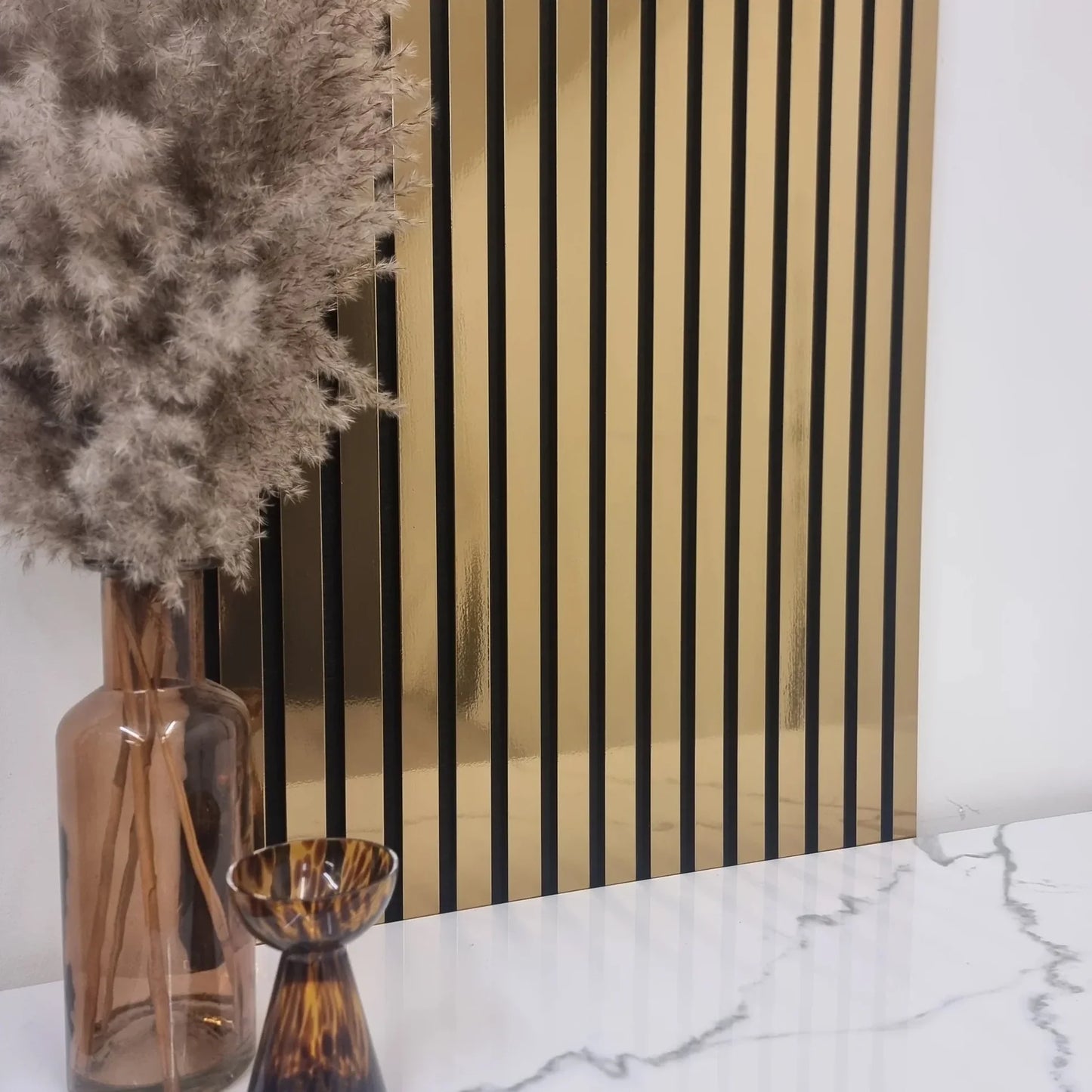 Acoustic Slatted Wall Panels 240 x 60cm - Metallic Gold