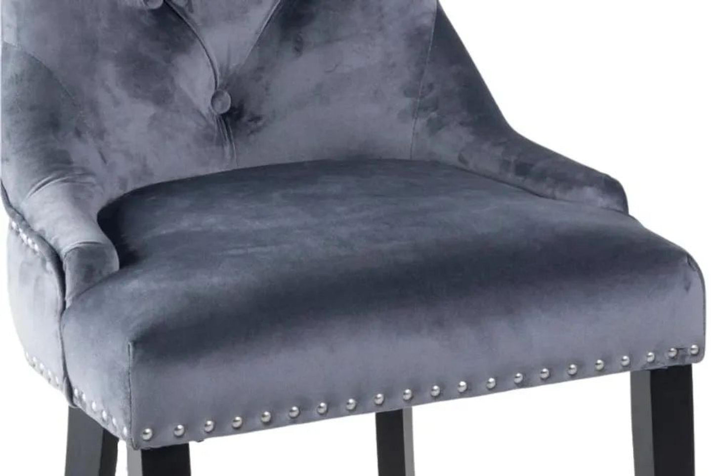Monte Grey KnockerBack Velvet Fabric Dining Chair with Black Legs