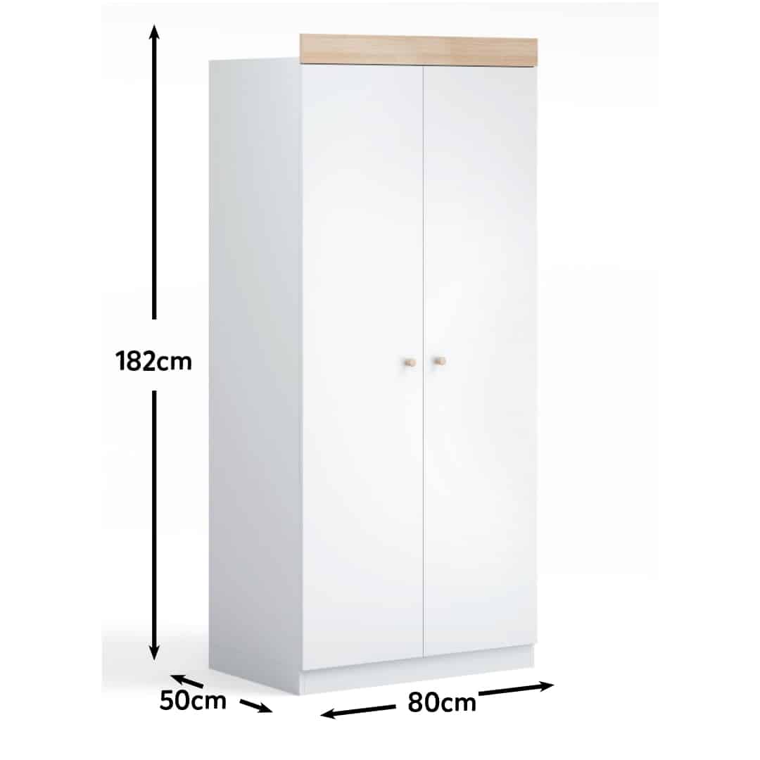 Little Acorns Burlington Double Nursery Wardrobe – White & Oak