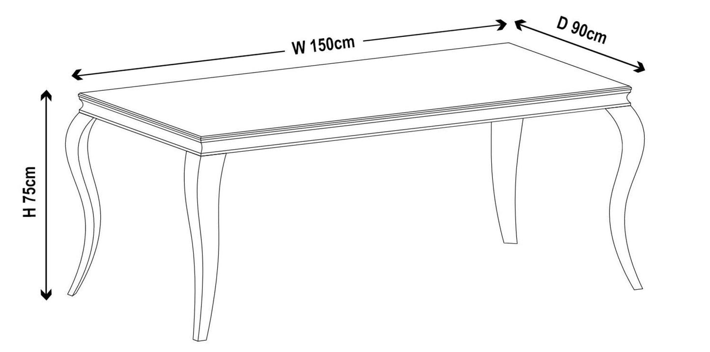 Merida Grey Marble and Chrome Dining Table - 150cm