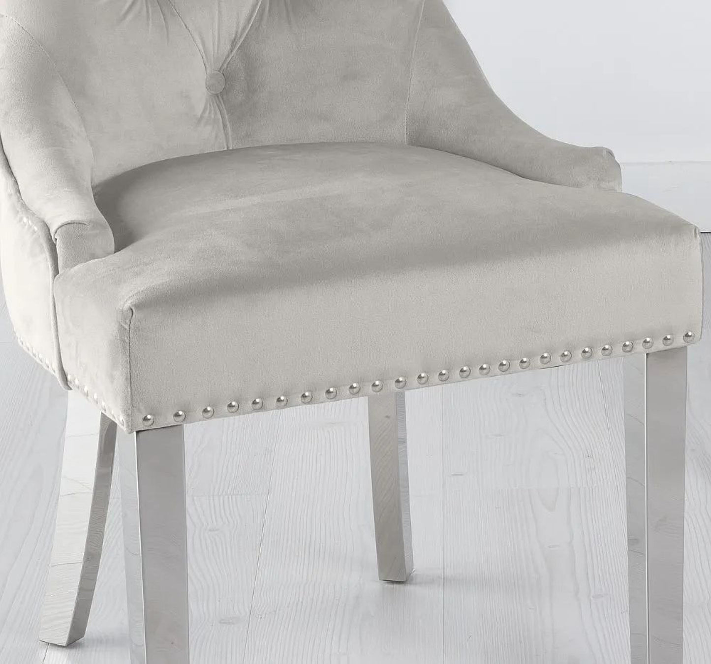 Monte Champagne KnockerBack Velvet Fabric Dining Chair with Chrome Legs