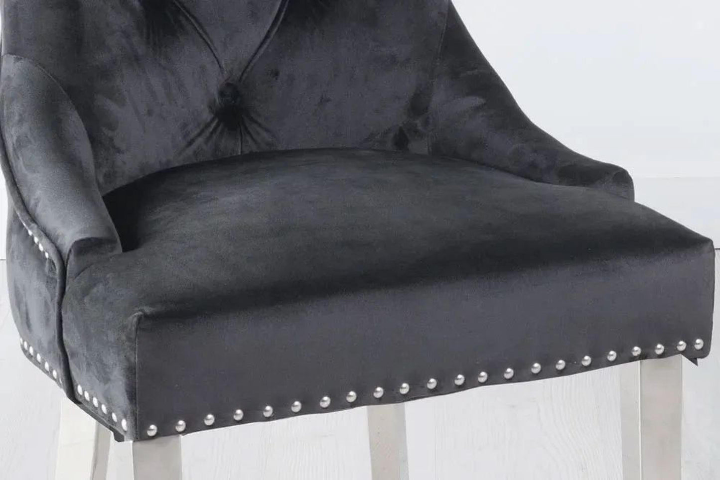 Monte Black KnockerBack Velvet Fabric Dining Chair with Chrome Legs