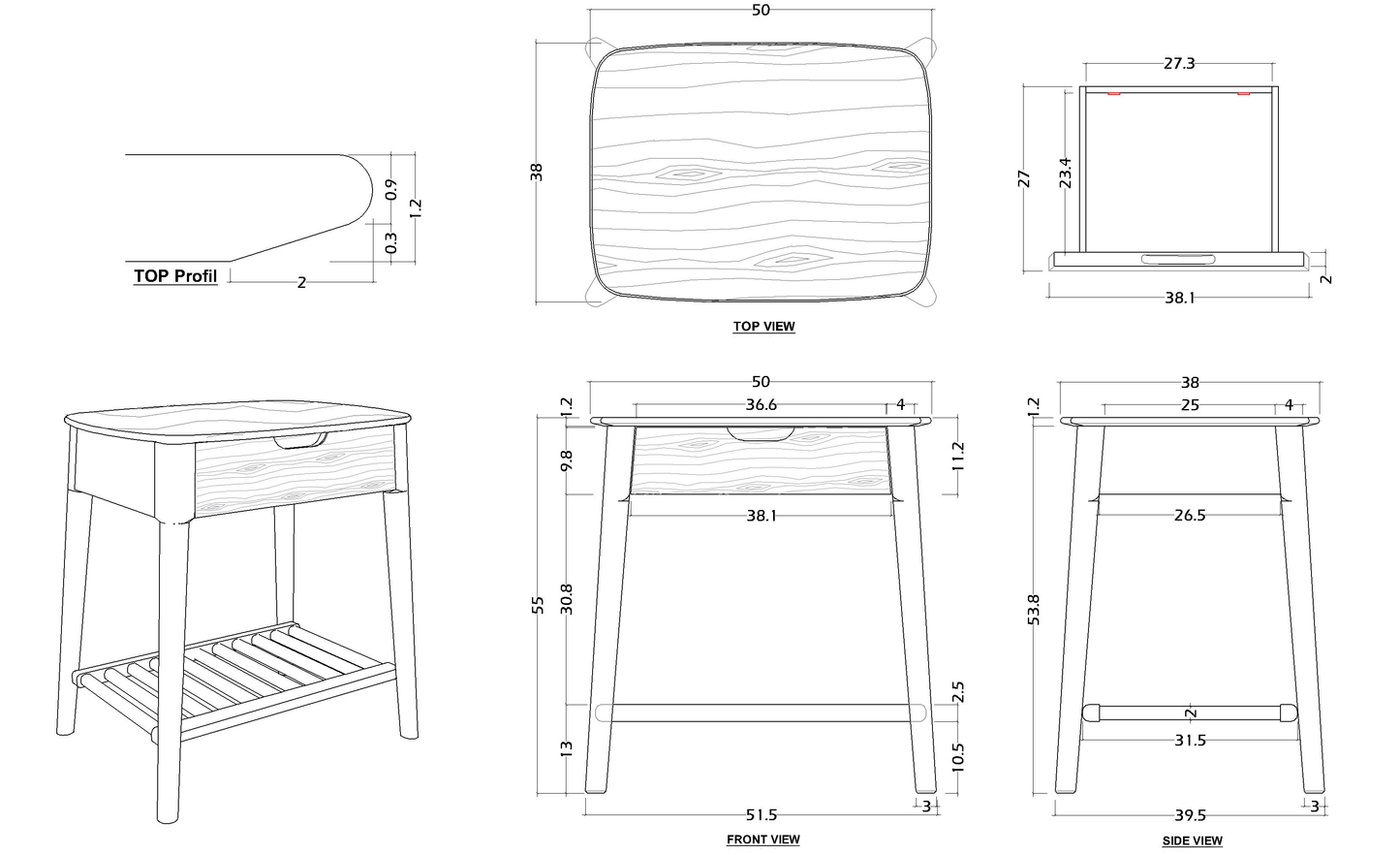 Norway Walnut Bedside Table