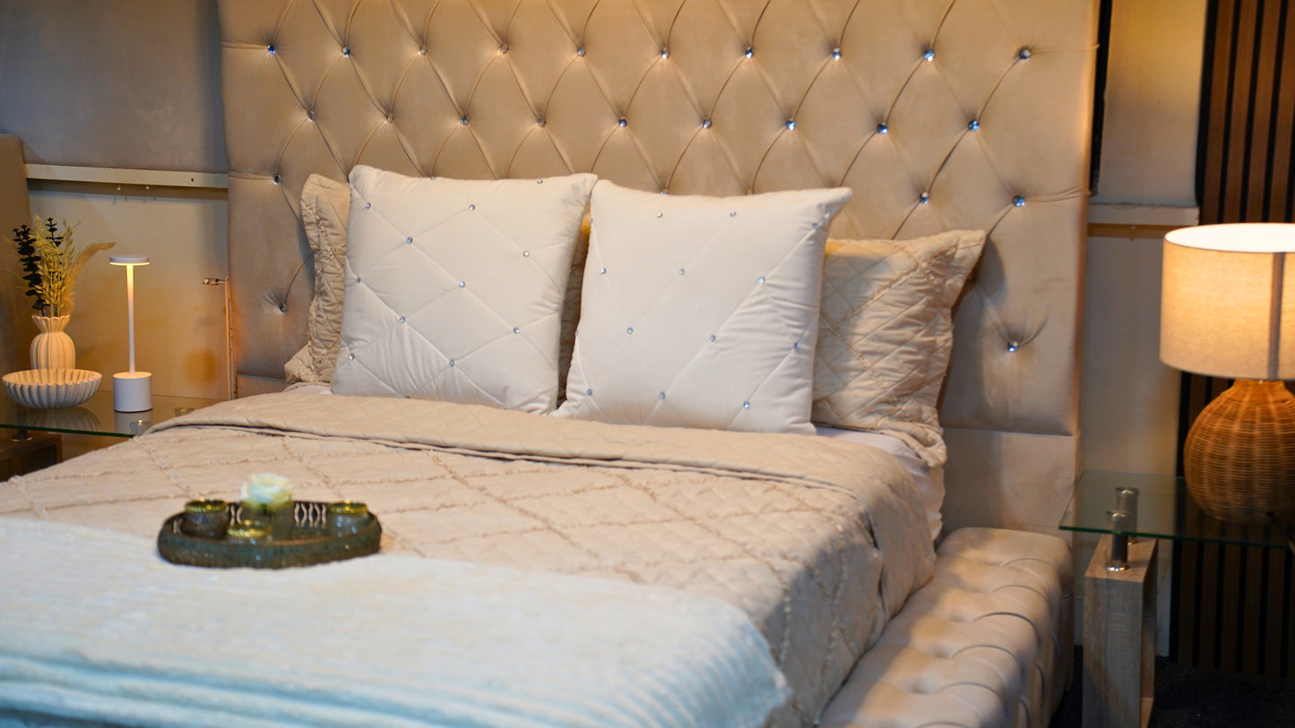 Queen Ambassador Bed at monarch showroom close up of headboard
