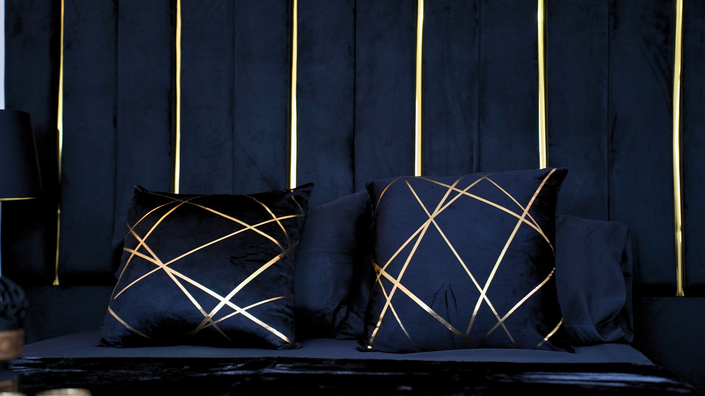 The Emperor Luxury Bed with Ottoman Storage in black and Gold 1