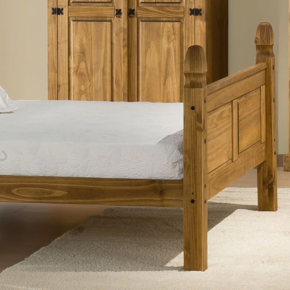 Single 3 FT Corona High Foot End Waxed Solid Pine Wooden Bed