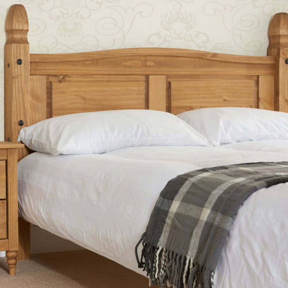 Single 3 FT Corona High Foot End Waxed Solid Pine Wooden Bed