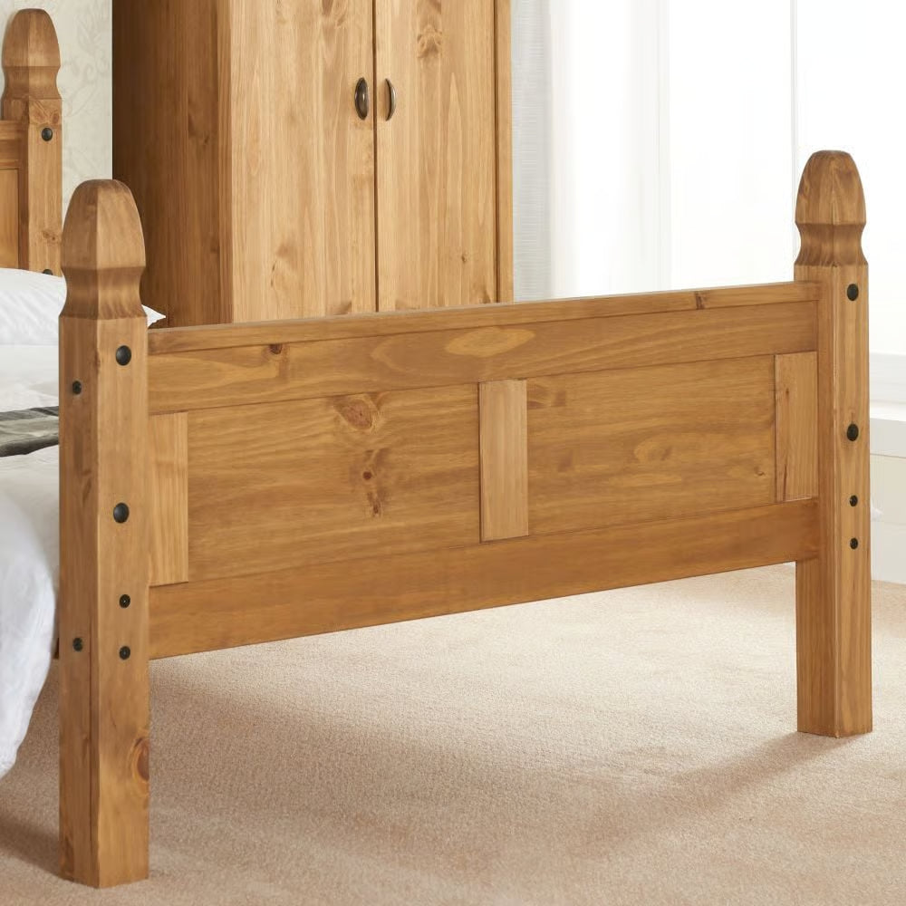 Single 3 FT Corona High Foot End Waxed Solid Pine Wooden Bed