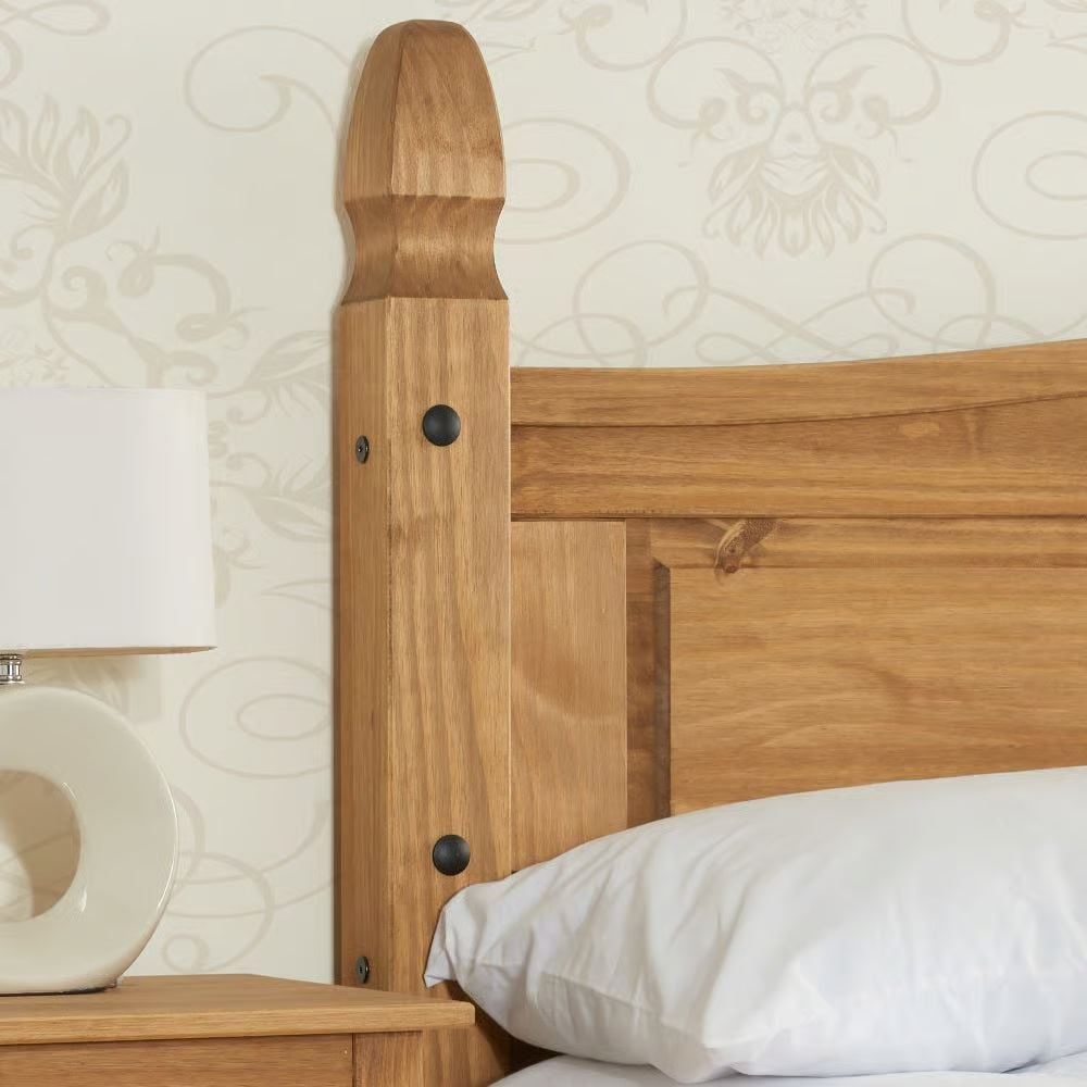 Single 3 FT Corona High Foot End Waxed Solid Pine Wooden Bed