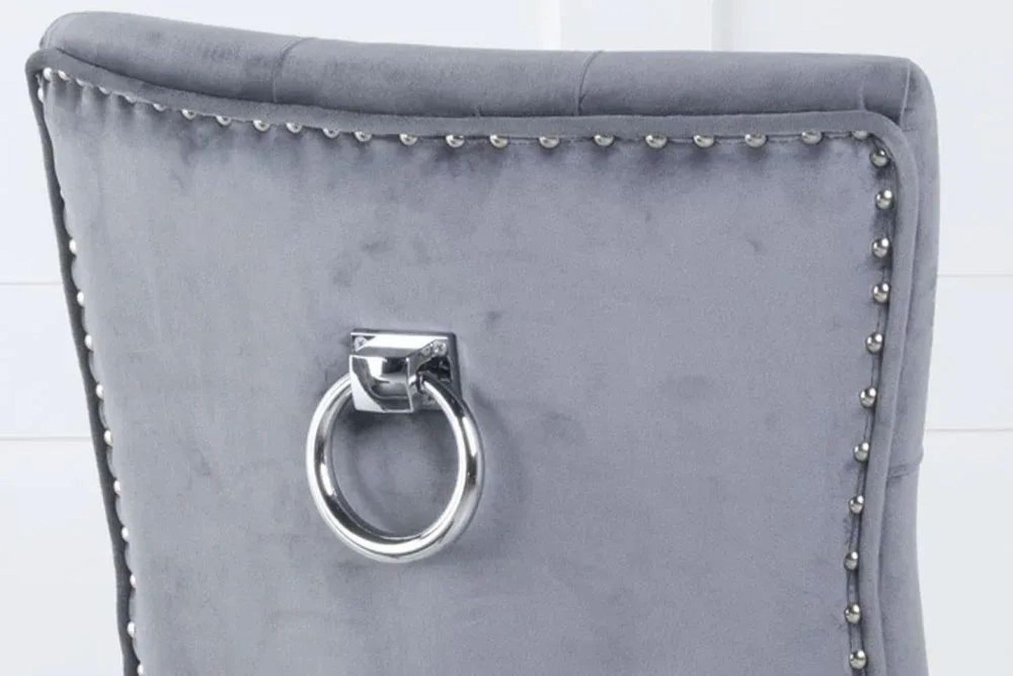Monte Grey KnockerBack Velvet Fabric Dining Chair with Chrome Legs