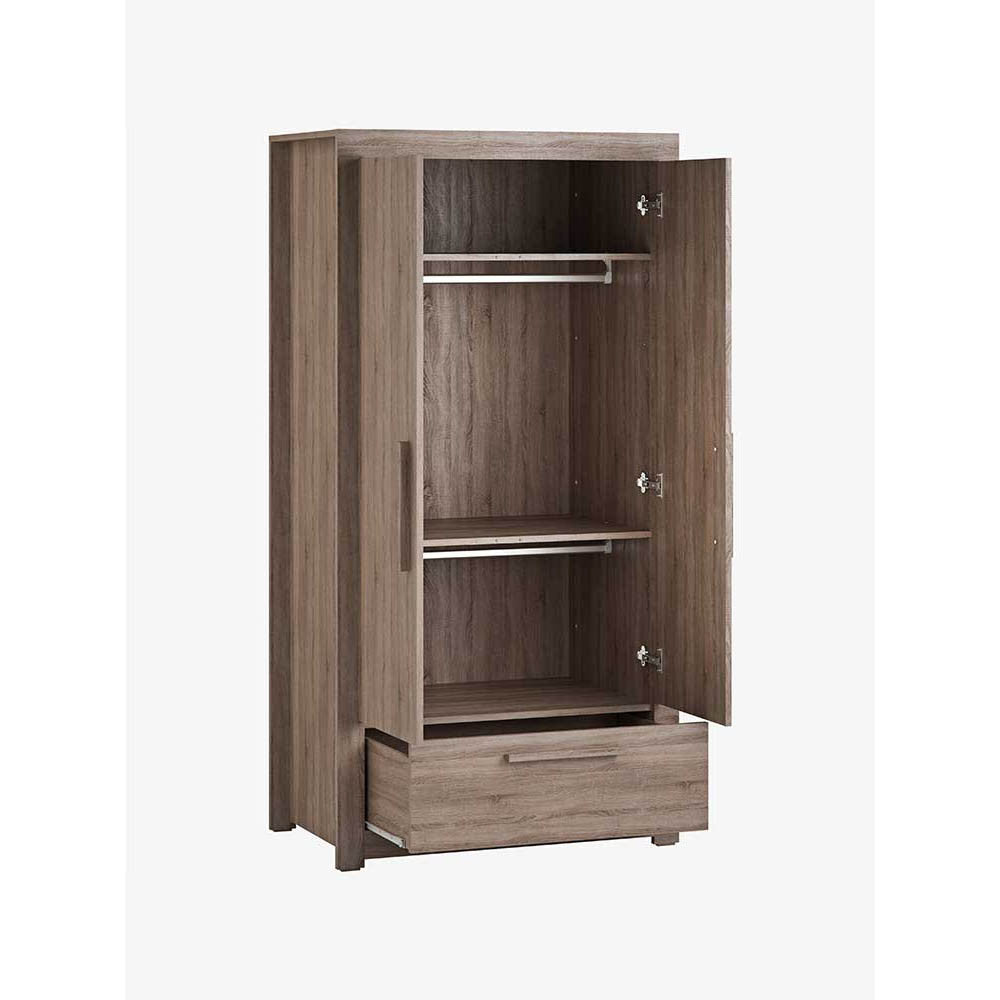 Little Acorns Ellesmere 3 Piece Nursery Furniture Set with Cot Bed, Under Drawer, Dresser and Wardrobe - Truffle Oak