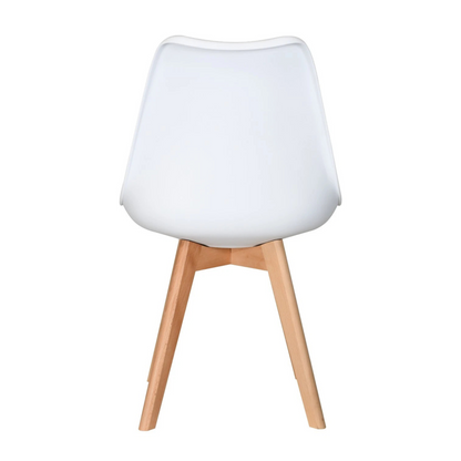 White Halo Dining Table & Set of 4 Lorenzo Jamie Tulip Dining Chairs with Padded Seat