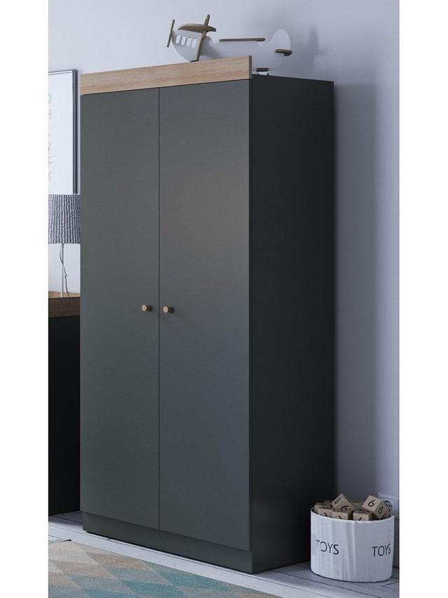 Little Acorns Burlington Double Nursery Wardrobe – Anthracite Grey & Oak