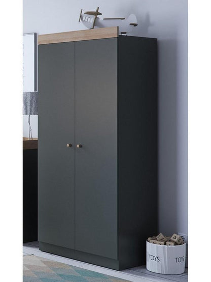 Little Acorns Burlington Double Nursery Wardrobe – Anthracite Grey & Oak