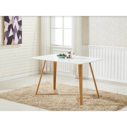 Dallas Scandinavian-inspired Dining Table -Easy Clean Wooden Table Top with Wooden Legs