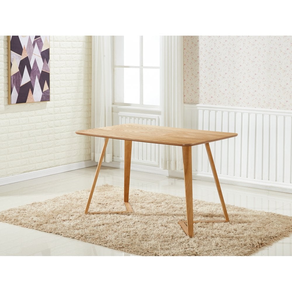 Dallas Scandinavian-inspired Dining Table -Easy Clean Wooden Table Top with Wooden Legs