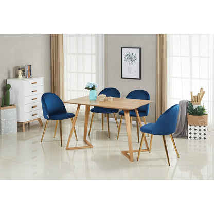 Lucia Dallas Dining Table and Chairs Set of 4 - an Oak Dining Table & Set of 4 Velvet Dining Chairs
