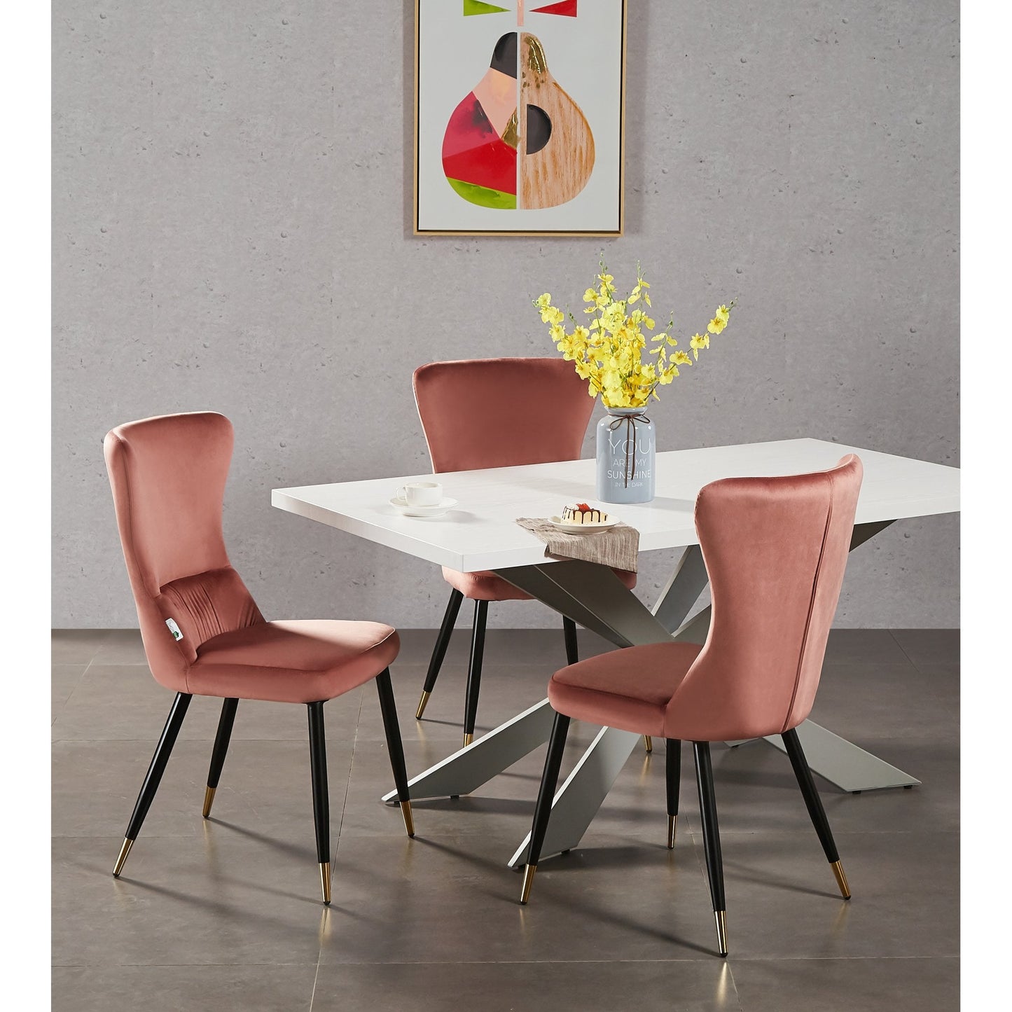 New York LUX Velvet Dining Chair with Metal Legs - Scandinavian Inspired