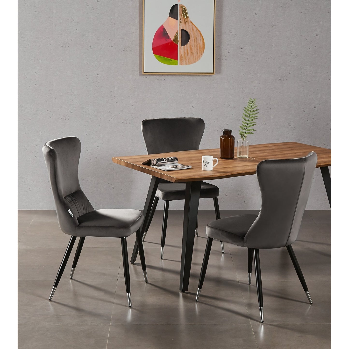 New York LUX Velvet Dining Chair with Metal Legs - Scandinavian Inspired