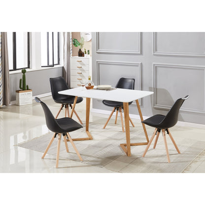 Dallas Scandinavian-inspired Dining Table -Easy Clean Wooden Table Top with Wooden Legs