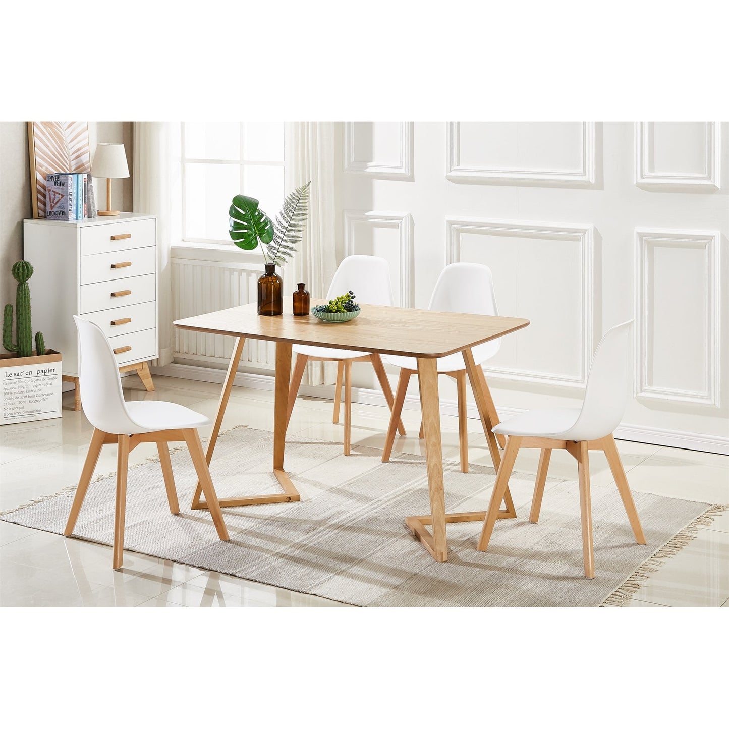Dallas Scandinavian-inspired Dining Table -Easy Clean Wooden Table Top with Wooden Legs