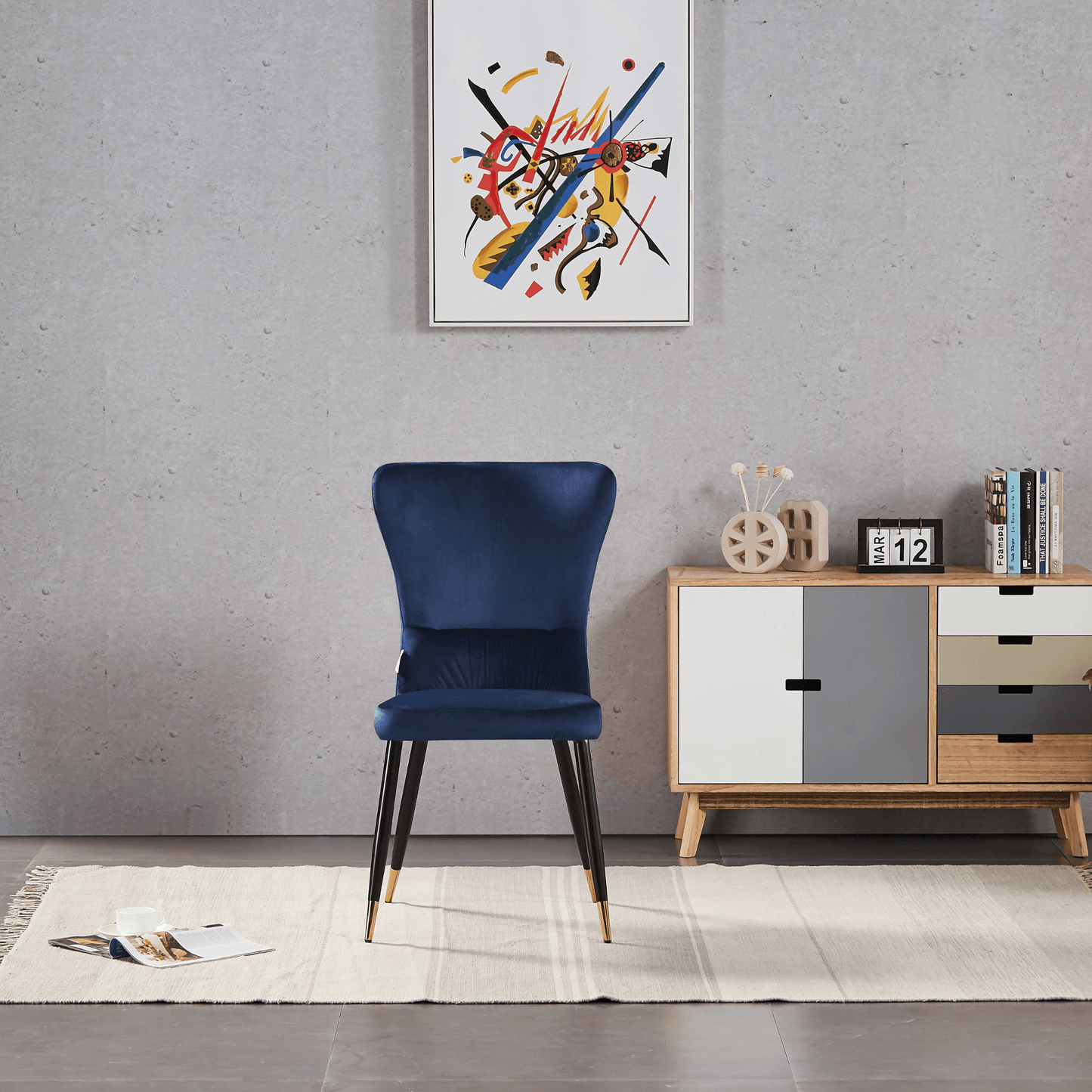 New York LUX Velvet Dining Chair with Metal Legs - Scandinavian Inspired