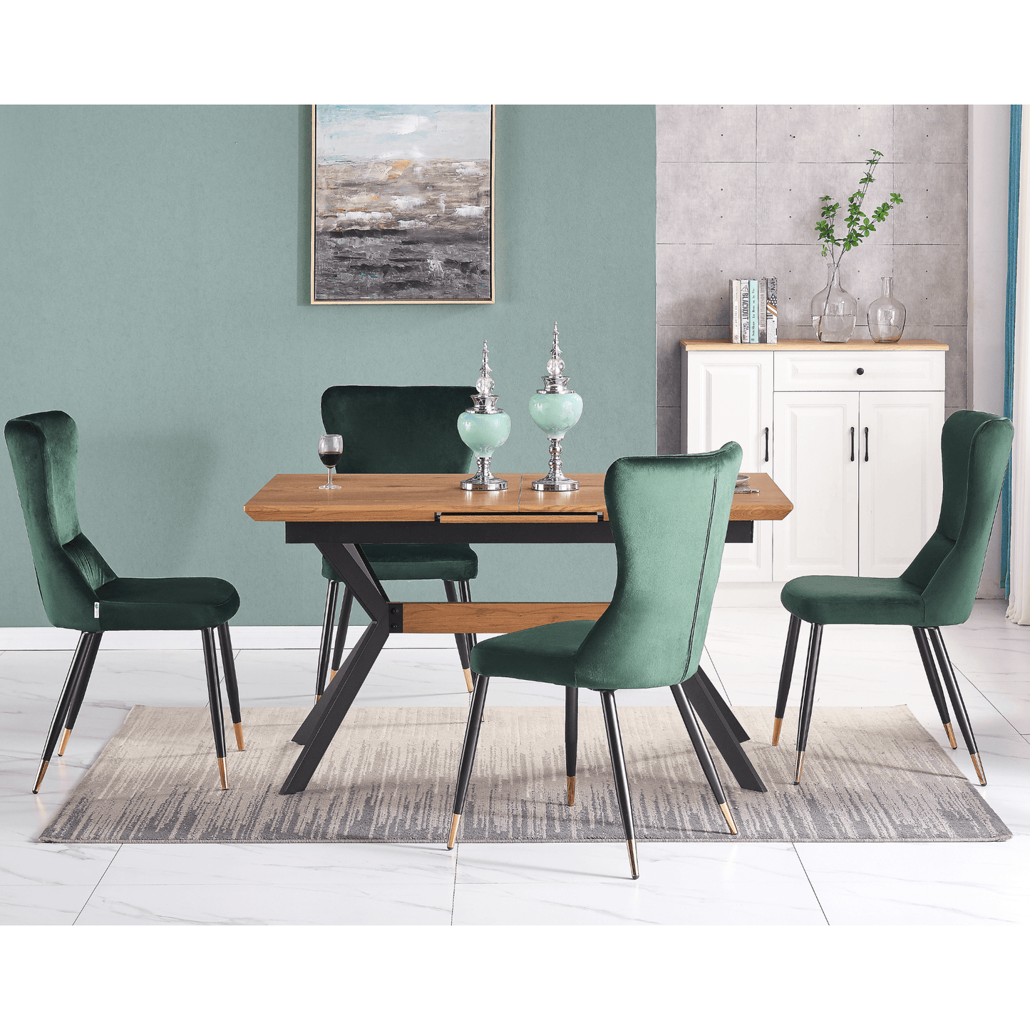 New York LUX Velvet Dining Chair with Metal Legs - Scandinavian Inspired