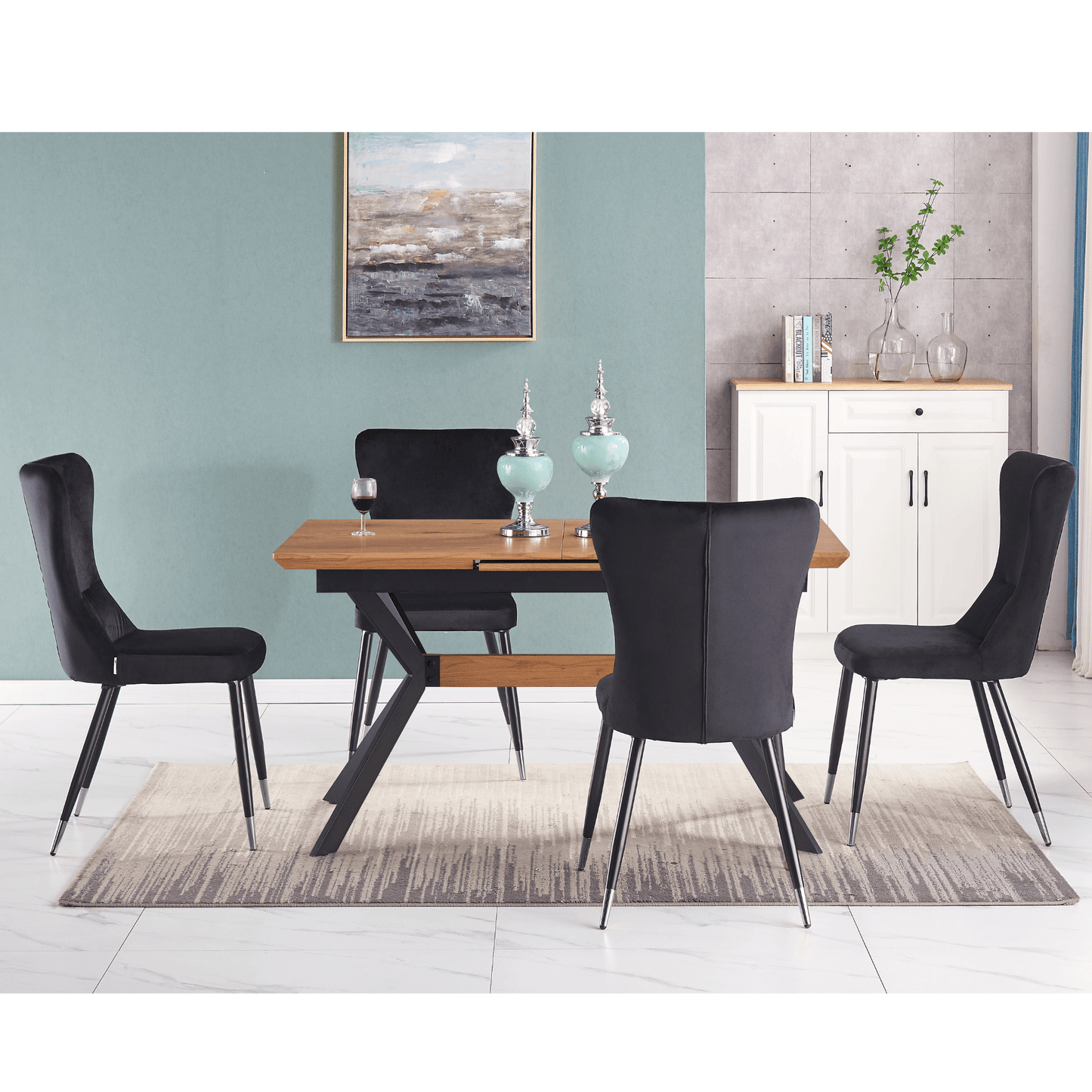 New York LUX Velvet Dining Chair with Metal Legs - Scandinavian Inspired