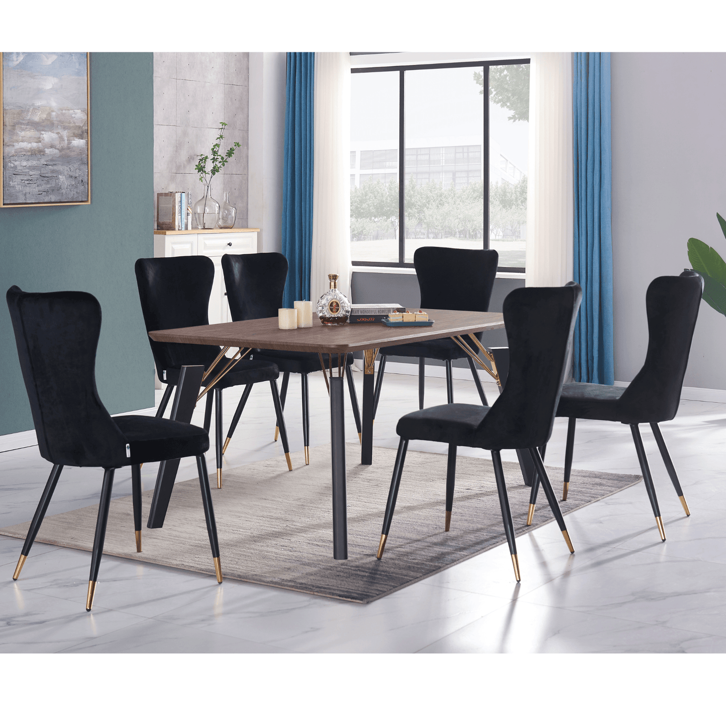New York LUX Velvet Dining Chair with Metal Legs - Scandinavian Inspired