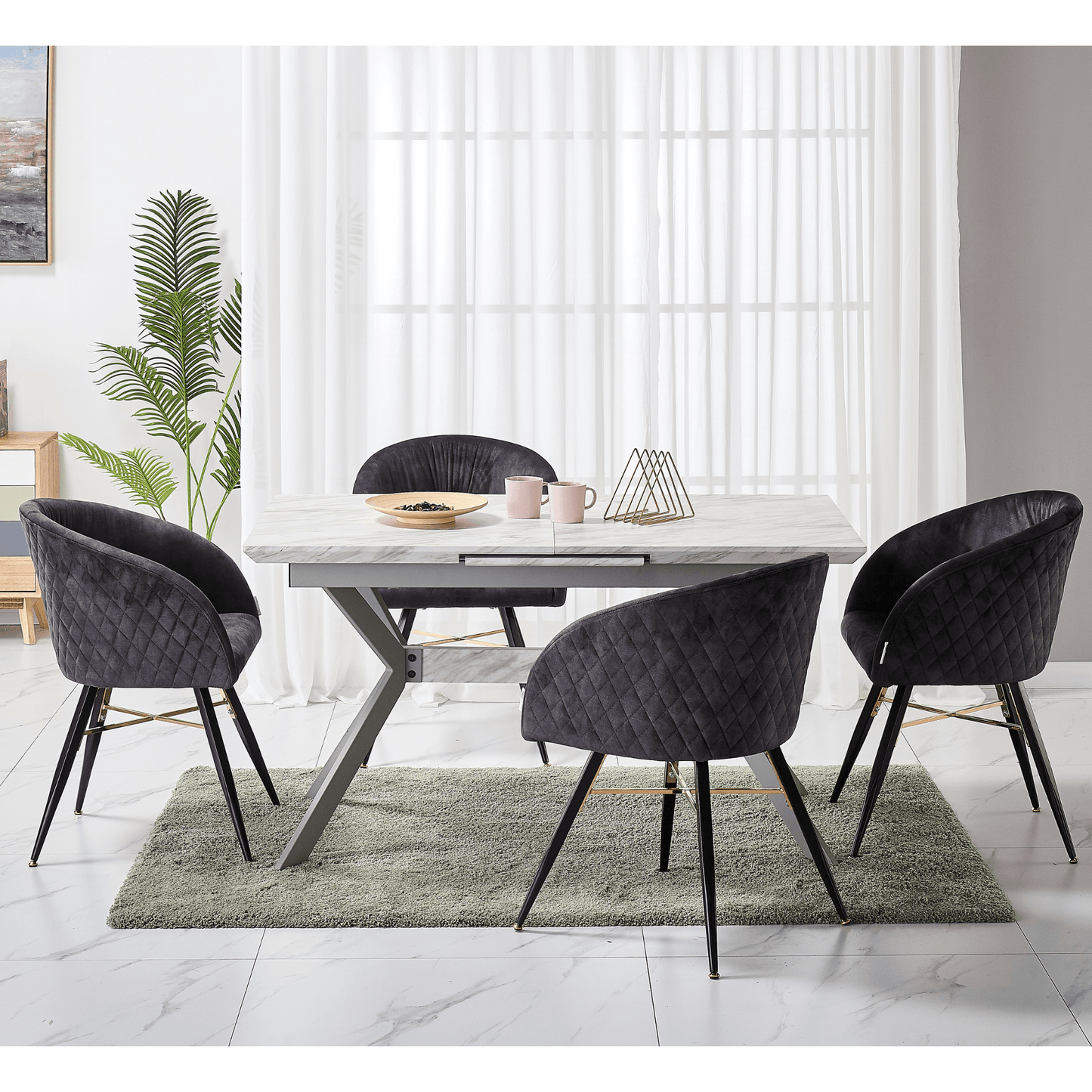 Vittorio LUX Velvet Dining Chair with Metal Legs - Perfect for Dining Room Living Room