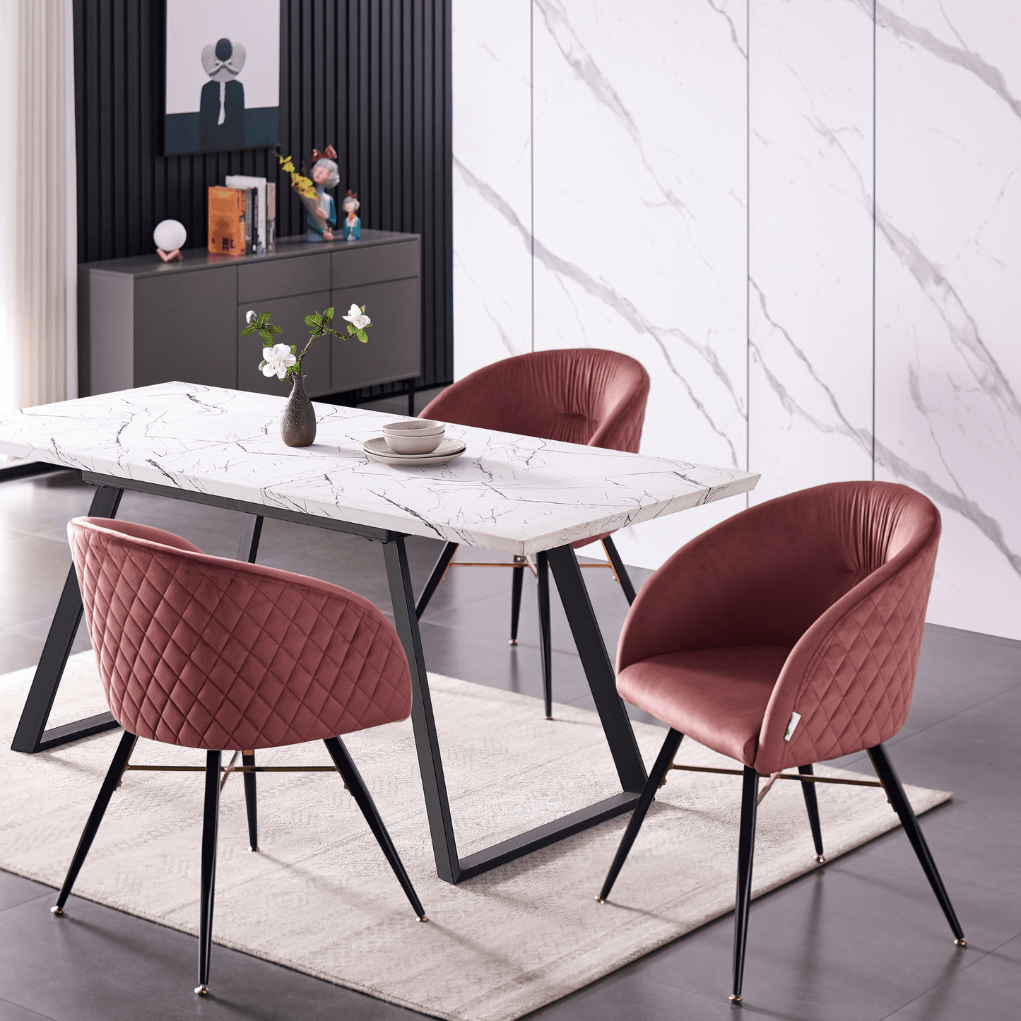Vittorio LUX Velvet Dining Chair with Metal Legs - Perfect for Dining Room Living Room