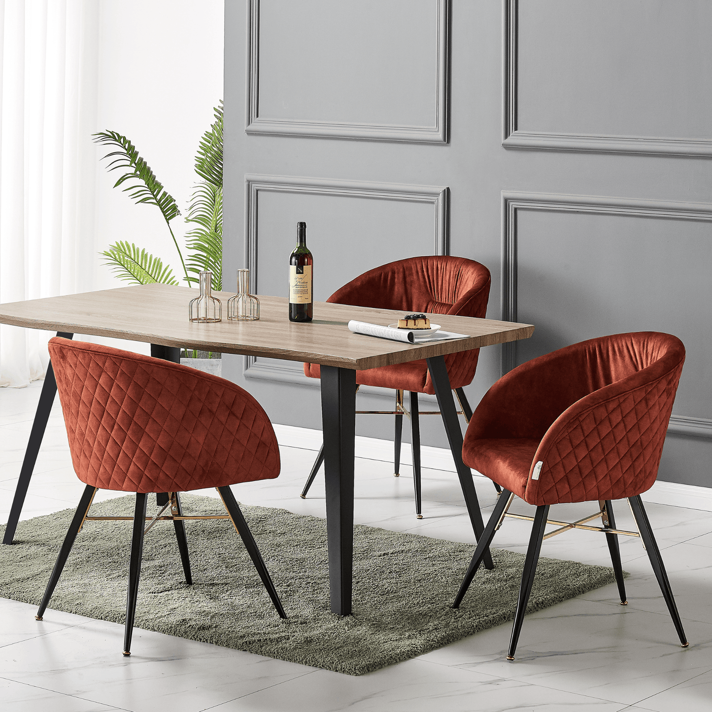 Vittorio LUX Velvet Dining Chair with Metal Legs - Perfect for Dining Room Living Room