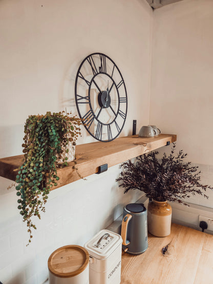 Rustic Wooden Shelf with Scaffold Metal Brackets