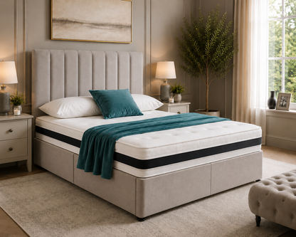 panel upholstered plush bed