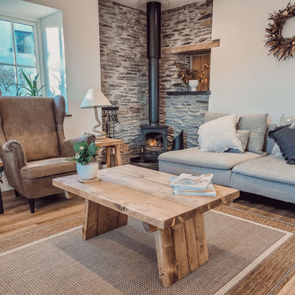 DIAN Rustic Wooden Coffee Table With Angled Legs