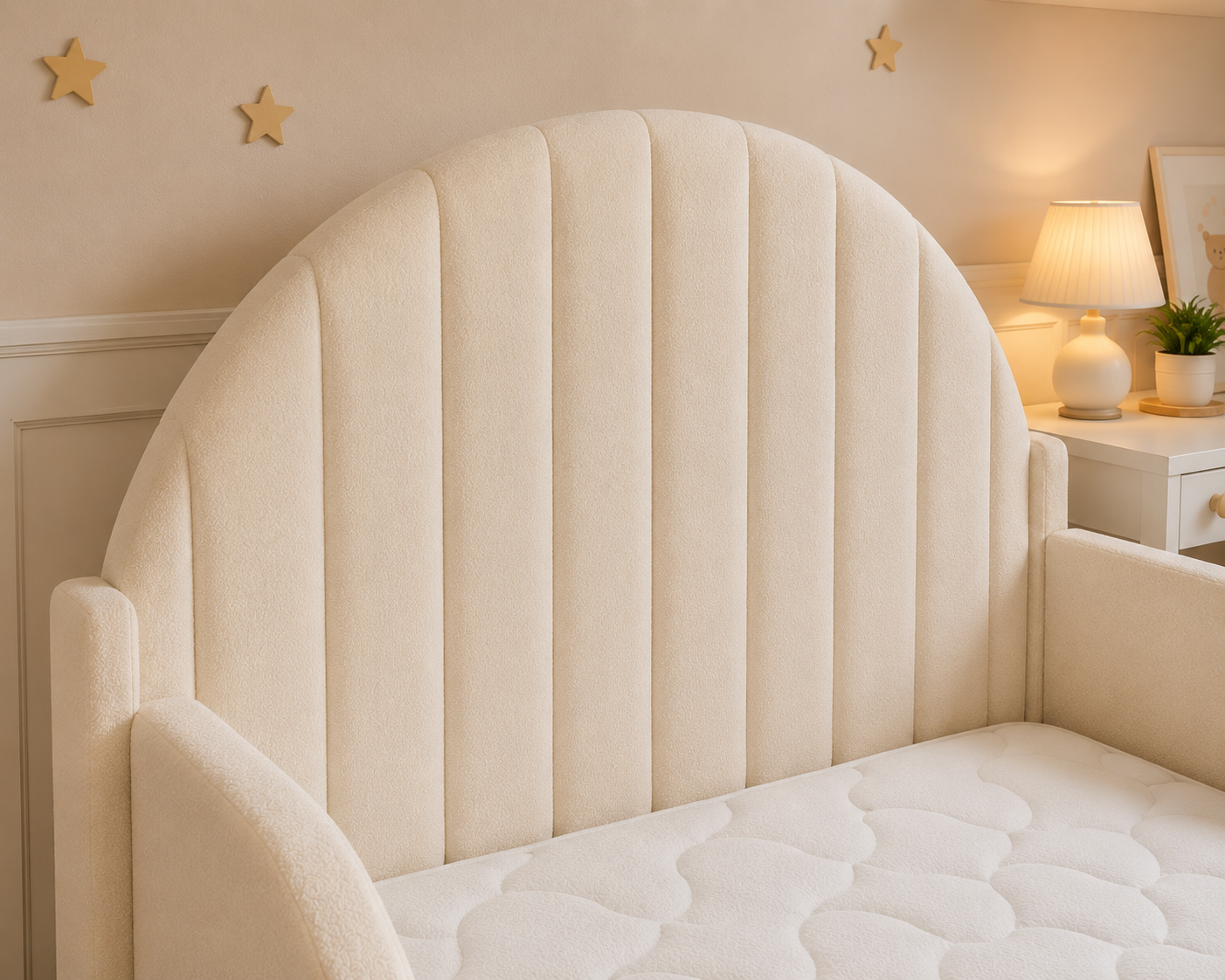 Luxury cream Winnie Kids Bed handcrafted in the UK