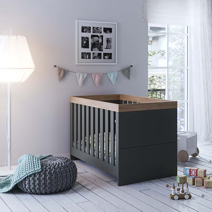Little Acorns Burlington Cot Bed - Anthracite Grey & Oak