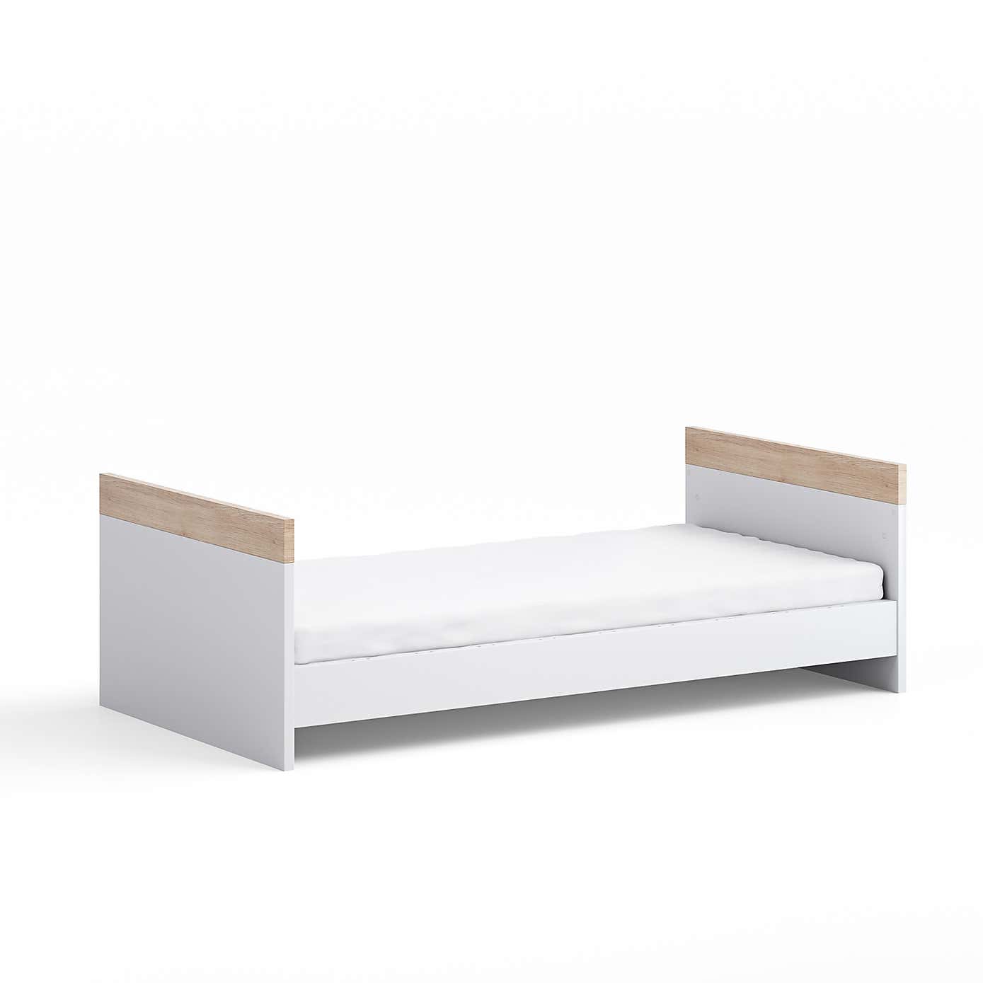 Little Acorns Burlington 3 Piece Nursery Furniture Set with Cot Bed, Dresser and Wardrobe - White & Oak