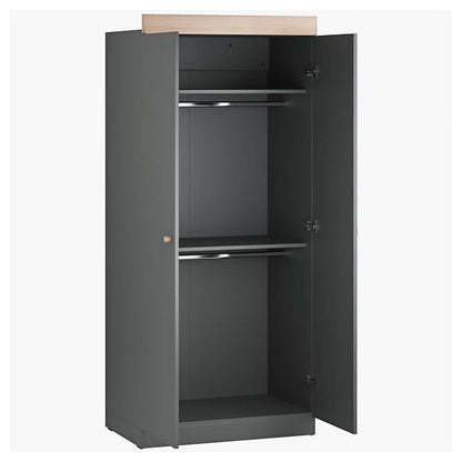 Little Acorns Burlington 3 Piece Nursery Furniture Set with Cot Bed, Dresser and Wardrobe - Anthracite Grey & Oak