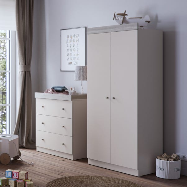 Little Acorns Burlington 2 Piece Nursery Furniture Set with Cot Bed and Dresser - Cashmere & Grey Ash