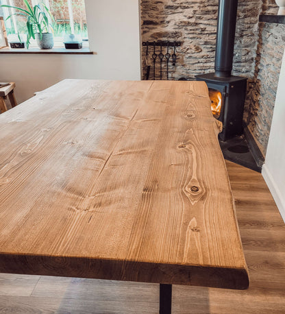 Live / Waney Edge Dining Table With 4 Types of Metal Legs