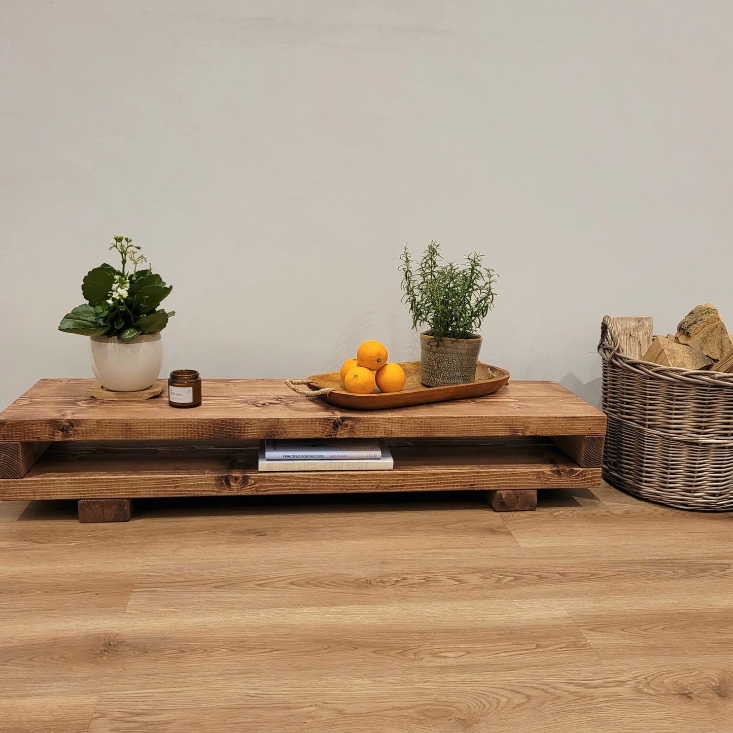 VIOT Low Solid Wood Chunky TV Unit