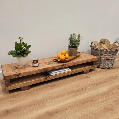 VIOT Low Solid Wood Chunky TV Unit