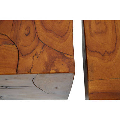 Surak Set of 3 Solid Teak Wood Side Tables and Stools