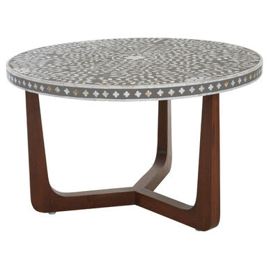 Fusion Mother of Pearl Design Round Coffee Table