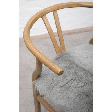 Hazel Natural Oak Wood and Grey Fur Dining Chair