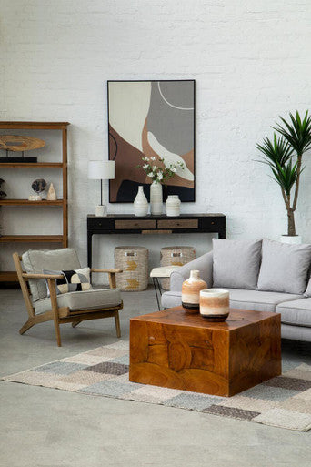 Harry Grey Linen oak frame Armchair